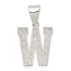 Sterling Silver, Sami Collection, Textured Block Initial W Pendant